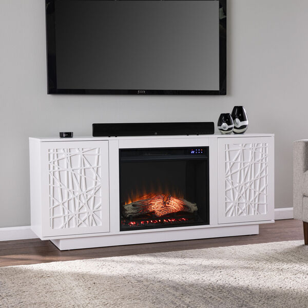 Delgrave White Electric Media Fireplace with Storage, image 3