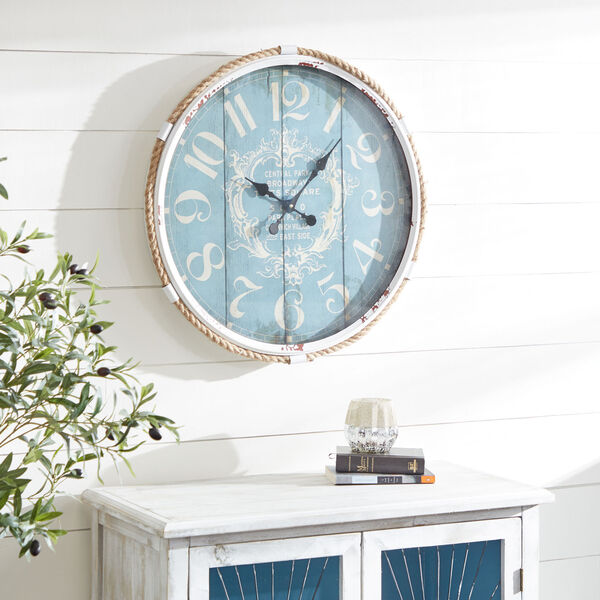 Turquoise Metal Wall Clock, 25-Inch x 25-Inch, image 3
