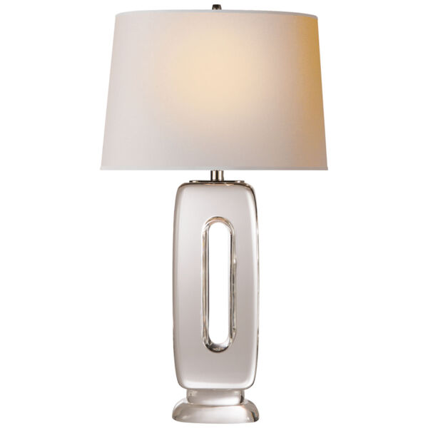 Demi Table Lamp in Crystal with Natural Paper Shade by Thomas O'Brien, image 1