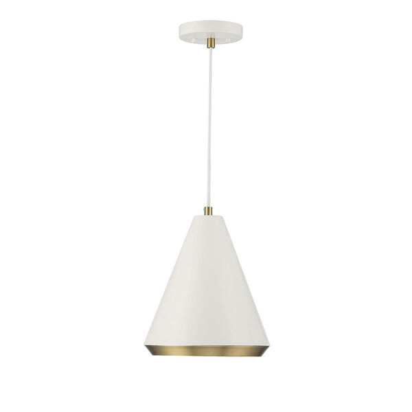 Chelsea White with Natural Brass 10-Inch One-Light Pendant, image 3