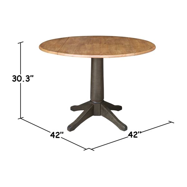 Hickory Washed Coal Round Top Dual Drop Leaf Pedestal Dining Table, image 2