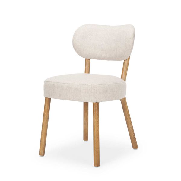 Owen Medium Brown Wood and Beige Fabric Dining Chair, image 1