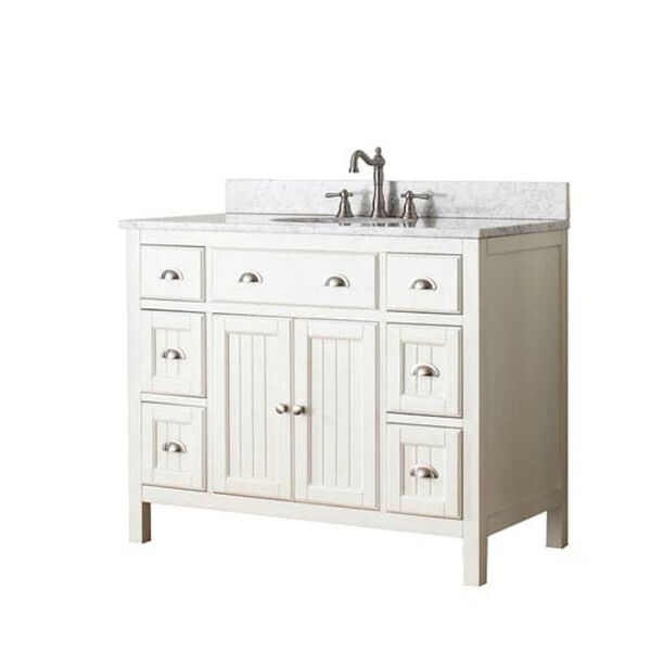 Hamilton French White 42-Inch Vanity Combo with White Carrera Marble Top, image 1