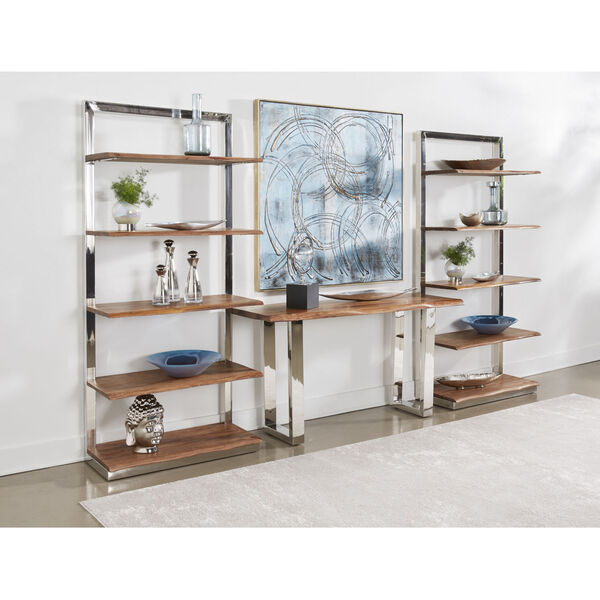 Brownstone Brown and Chrome Console Table, image 6