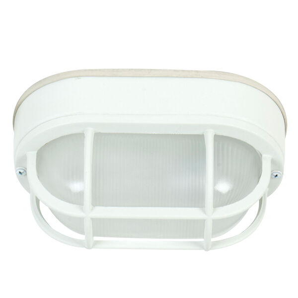 Bulkhead Matte White One-Light Five-Inch Outdoor Ceiling Mount, image 1