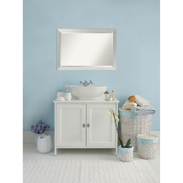 Brushed Sterling Silver 40 x 28 In. Bathroom Mirror, image 4