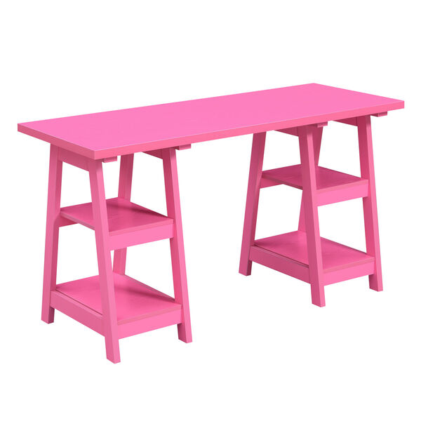 Designs2Go Pink Double Trestle Desk, image 2