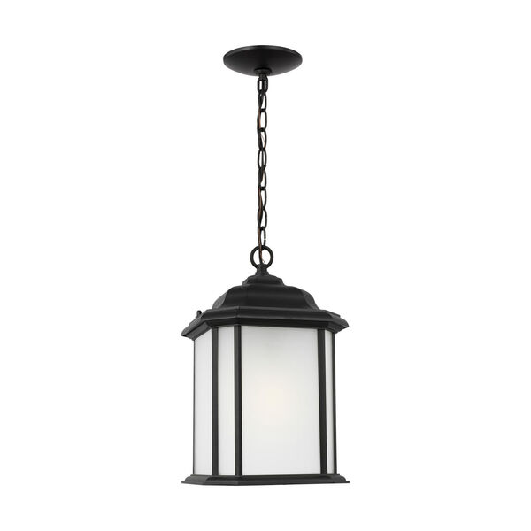 Kent Black One-Light Outdoor Pendant with Satin Etched Shade, image 1