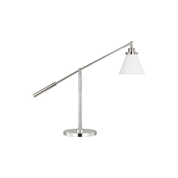 Wellfleet Matte White and Silver 30-Inch One-Light Desk Lamp, image 2