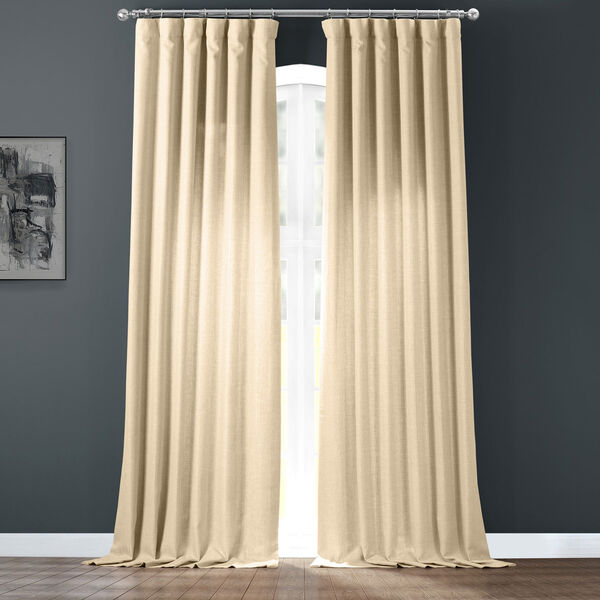 Italian Faux Linen Sepia Beige 50 in W x 84 in H Single Panel Curtain, image 2
