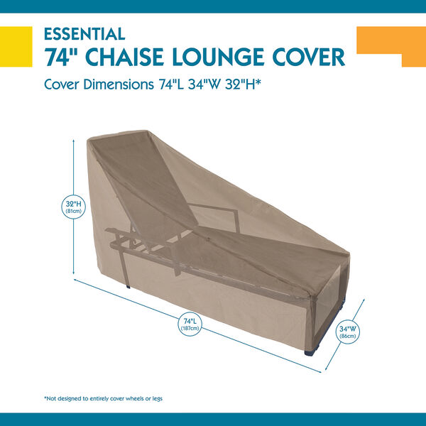 Essential Latte 74 In. Patio Chaise Lounge Cover, image 3