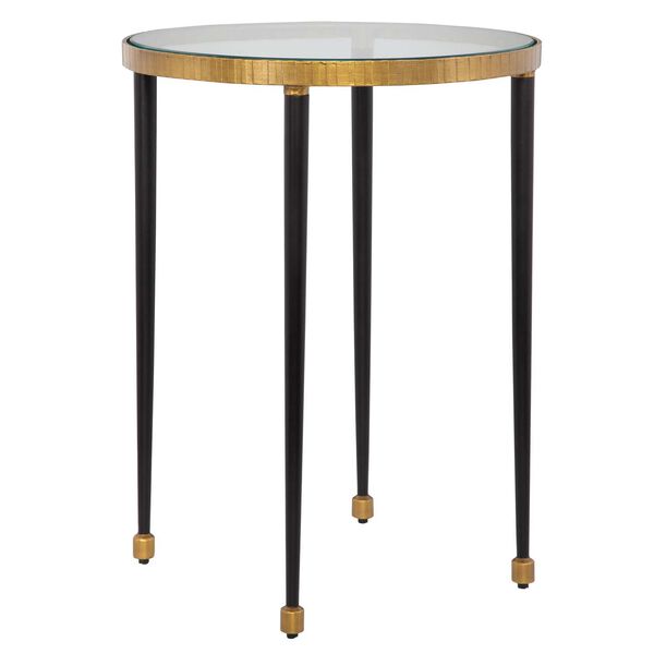 Stiletto Antique Gold Tapered Black Clear Side Table, image 1