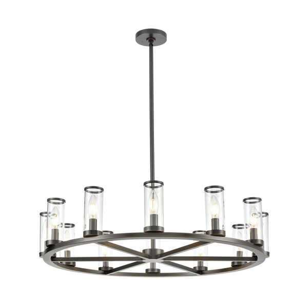Revolve Urban Bronze 33-Inch 12-Light Chandelier with Clear Glass, image 1