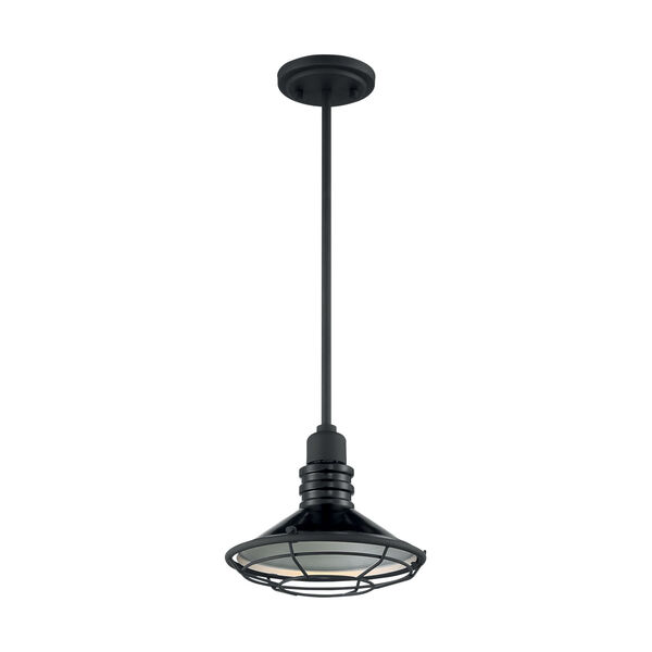 Blue Harbor Gloss Black and Silver 10-Inch One-Light Pendant, image 4