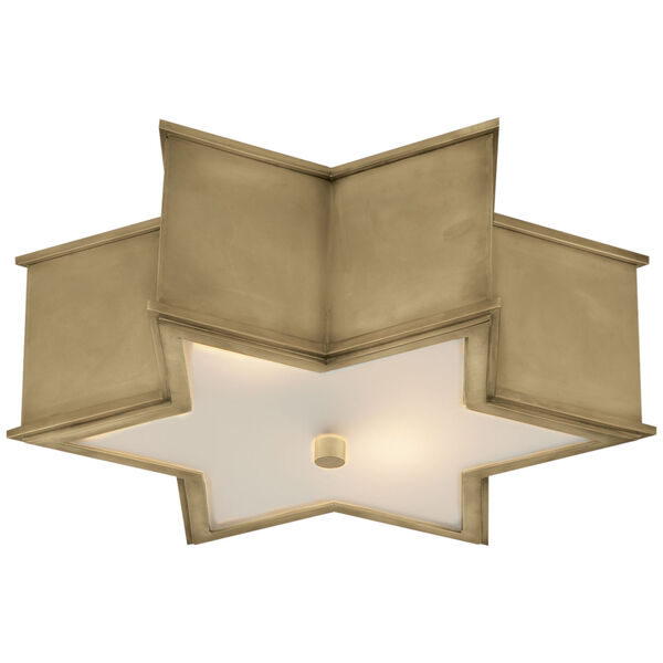 Sophia 17-Inch Flush Mount in Natural Brass with Frosted Glass by Alexa Hampton, image 1