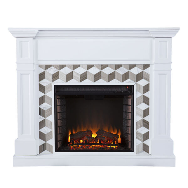 Darvingmore White Electric Fireplace with Marble Surround, image 2