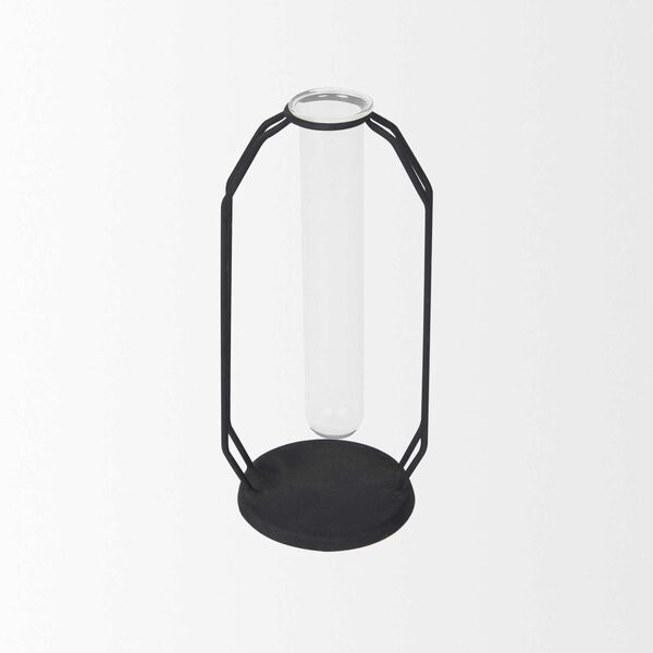 Aria Black 10-Inch Metal and Glass Test Tube Vase, image 2