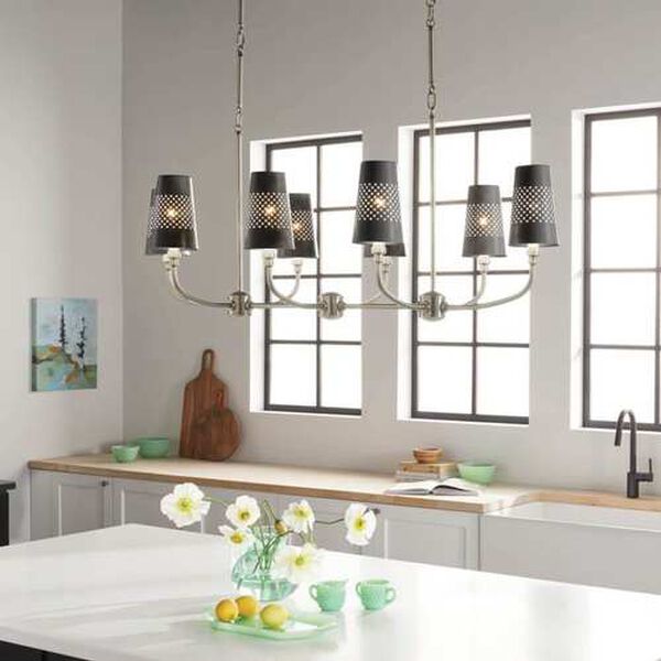 Adeena Classic Pewter Eight-Light Linear Chandelier, image 2