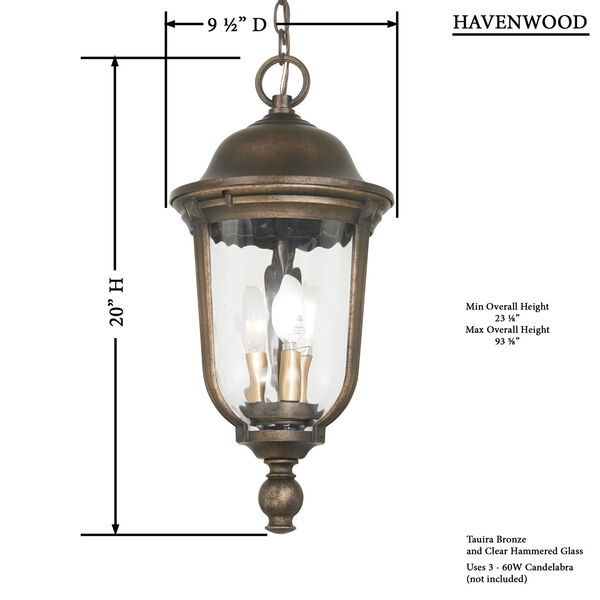 Havenwood Tavira Bronze and Alder Silver Three-Light Mini Pendant, image 2