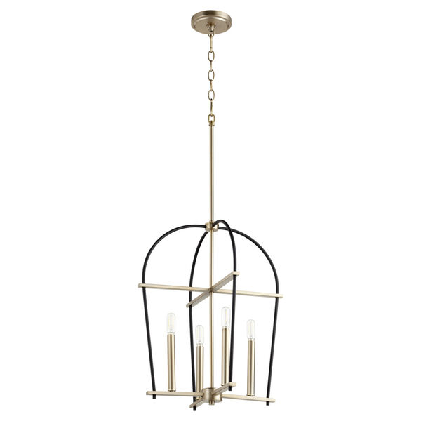 Espy Noir and Aged Brass Four-Light 17-Inch Pendant, image 1