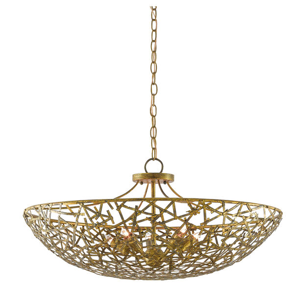 Confetti Hand Rubbed Gold Leaf Five-light Chandelier, image 3