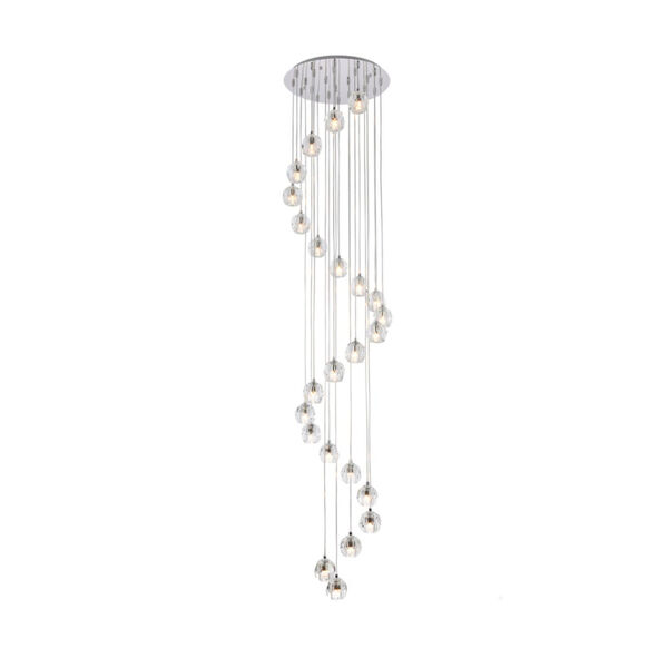 Eren Chrome 24-Light Pendant with Royal Cut Clear Crystal, image 1