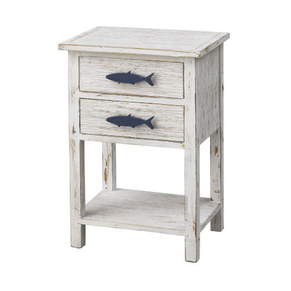Schools Out White and Blue Two-Drawer Accent Table, image 1