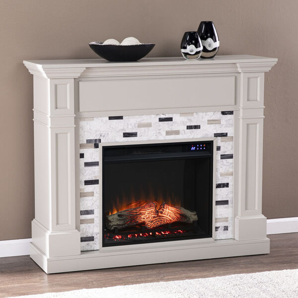 Birkover Multi-Color Electric Fireplace with Marble Surround, image 4