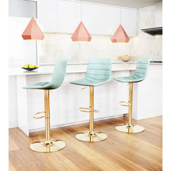 Prima Light Green and Gold Bar Stool, image 2