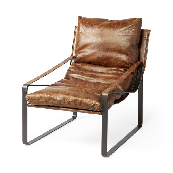 Hornet I Cocoa Brown and Black Leather Arm Chair, image 1
