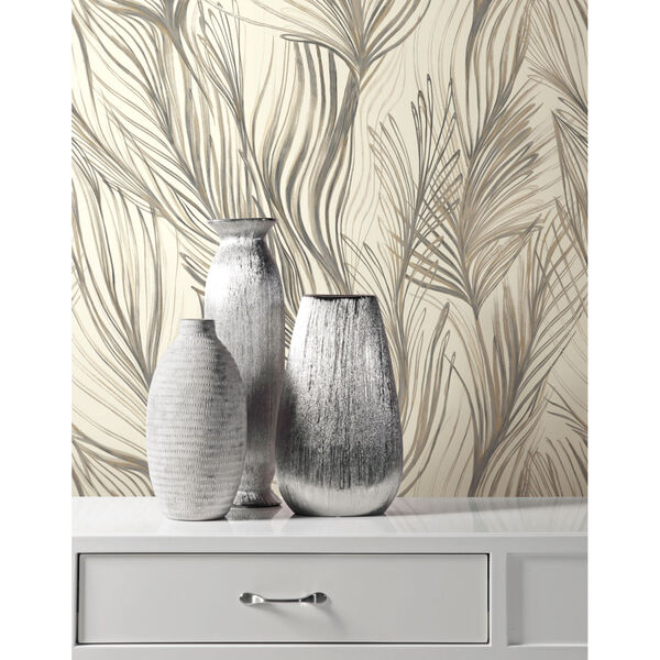 Candice Olson Botanical Dreams Dark Gray Peaceful Plume Wallpaper, image 1
