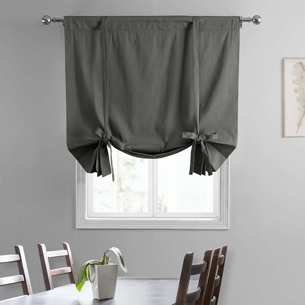Millstone Gray Solid Cotton Tie-Up Window Shade Single Panel, image 2