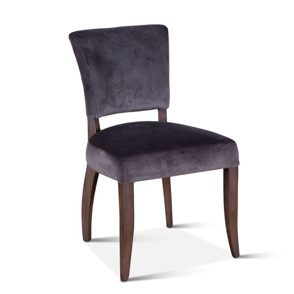 Portia Asphalt Gray and Weathered Teak Velvet Side Chair, Set of 2, image 2