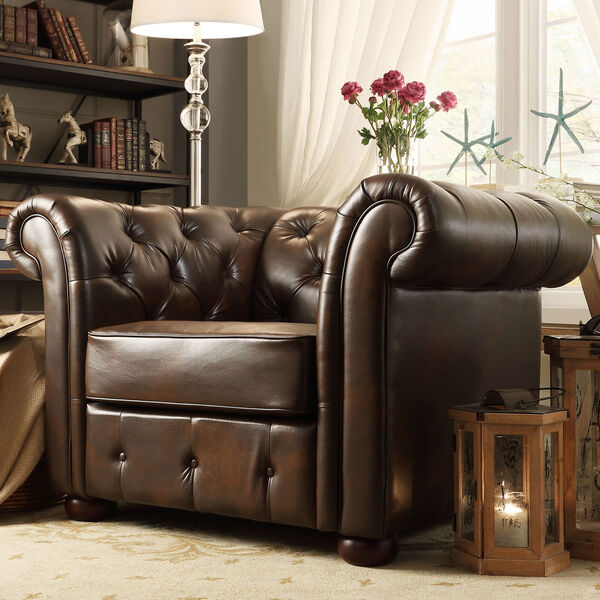 Norfolk Cocoa Chesterfield Arm Chair, image 1