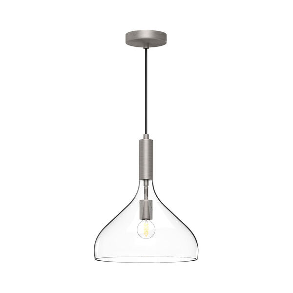 Belleview Brushed Nickel One-Light Pendant with Clear Glass, image 1