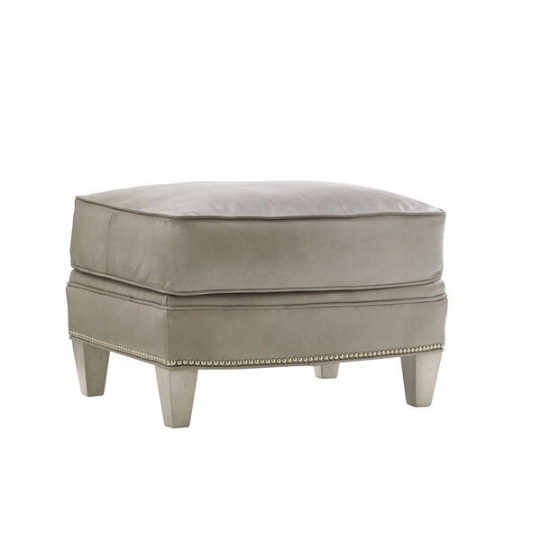 Oyster Bay Beige Bayville Leather Ottoman, image 2