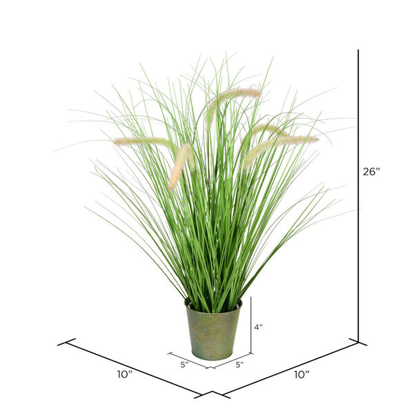 Green 26-Inch Cattail Grass with Iron Pot, image 2