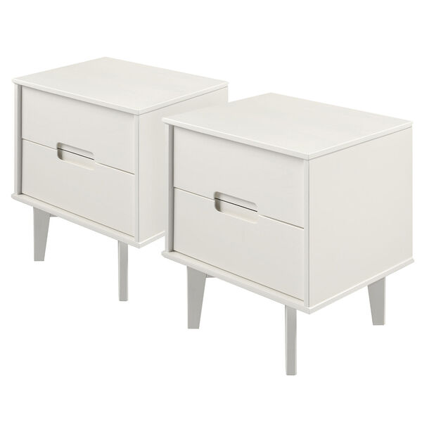 Sloane White Two-Drawer Groove Handle Wood Nightstand, Set of Two, image 3