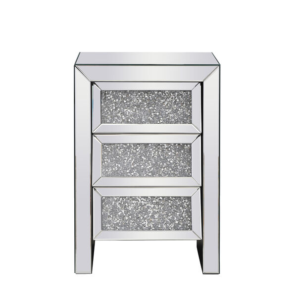 Modern Mirrored 25-Inch Silver Crystal Bedside Table, image 1