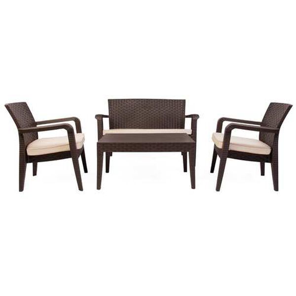 Alaska Brown Cream Four-Piece Outdoor Seating Set with Cushion, image 3