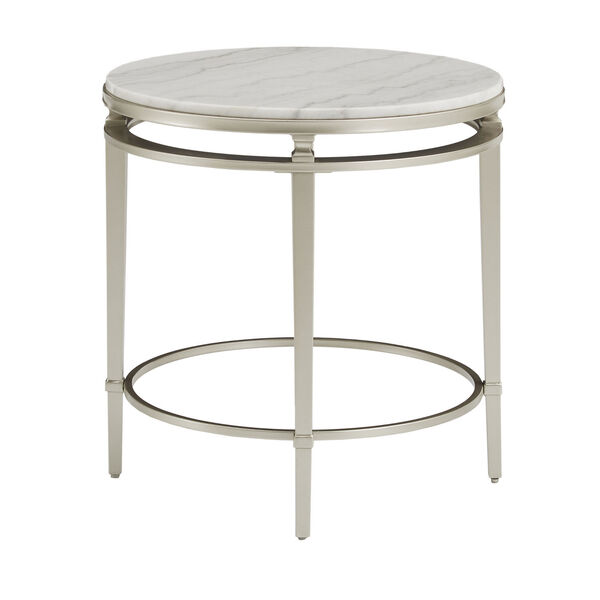 Lynn Champagne Silver Round Marble Top End Table, image 3