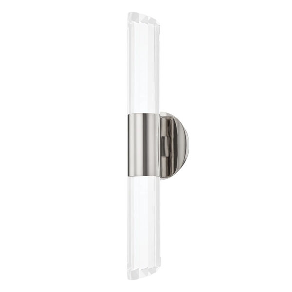 Rowe Polished Nickel Two-Light LED Wall Sconce with Clear K9 Crystal Shade, image 1