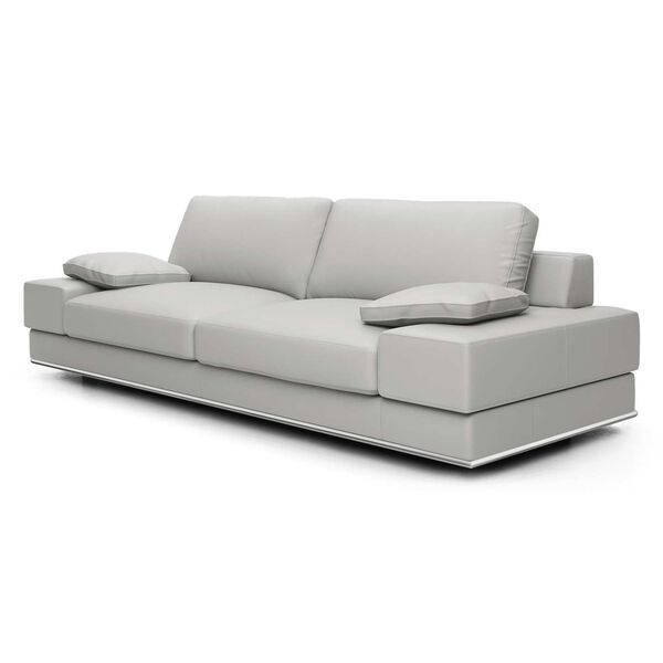 Bari Pearl Gray Leather Sofa, image 2