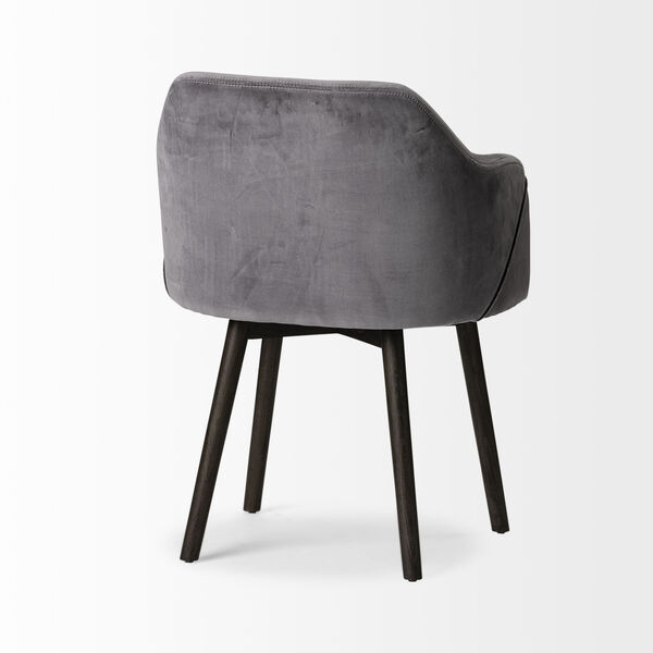 Ronald II Gray Velvet and Black Dining Arm Chair, image 5