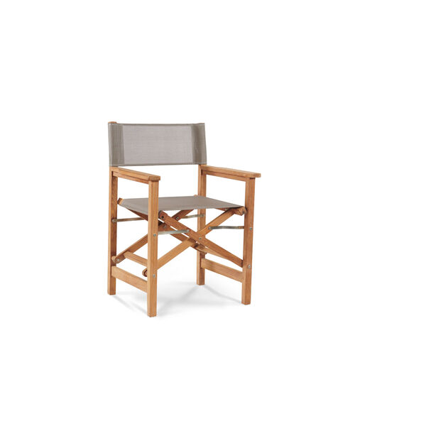 Director Taupe Teak Folding Outdoor Chair, image 1