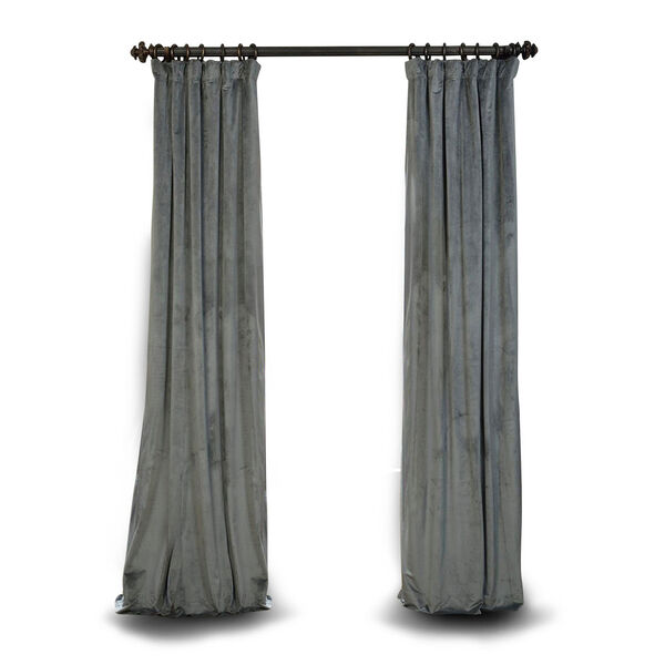 Natural Grey 108 x 50 In. Blackout Velvet Pole Pocket Single Panel Curtain, image 1