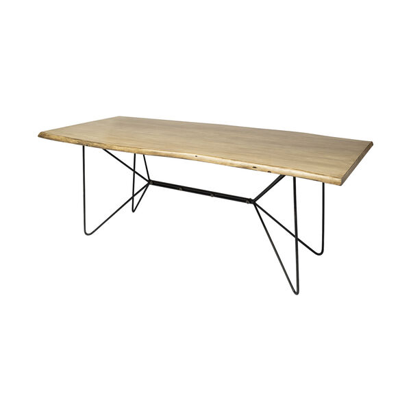Papillion II Blone Rectangular Live Edge Solid Wood Top Dining Table, image 1