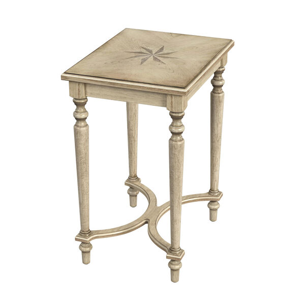 Tyler Antique Beige Solid Wood Inlay Accent Table, image 1
