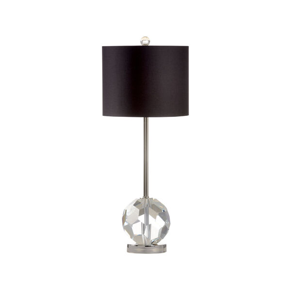 Clear with Black Shade One-Light Crystal Tee Table Lamp, image 1