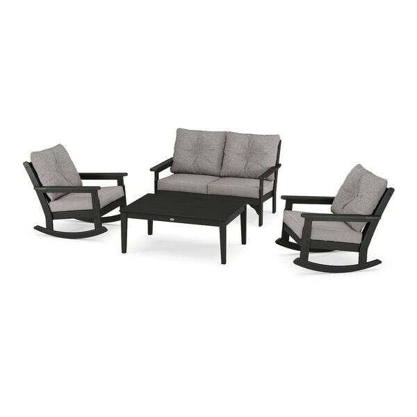 Vineyard Black and Grey Mist Deep Seating Rocking Chair Set, 4-Piece, image 1